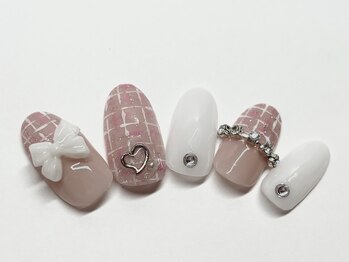 ネイルアンドビューティー サロン リザ(Nail & Beauty Salon LIZA)/ツイードりぼんネイル