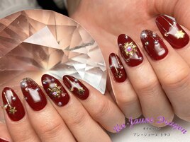 【自爪ネイル】ボルドーネイル