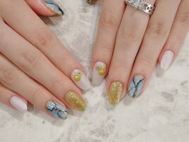 ＃夏ネイル＃ホイル＃大理石