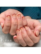 ブレス(BLESS)/赤　フレンチ　グラデーション