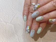 オーク 兵庫(OAK)/ブルー&グリーン Flowerネイル♪