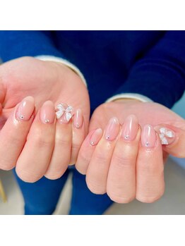 モア ネイル(more nail)/ワンカラー＋リボンパーツ