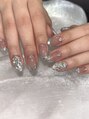トゥルーネイル アンド アイ 銀座店(TRU NAIL & EYE) ガラスフレンチ×埋めつくしネイル 7,990円 オフ代別途