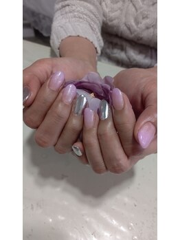 ネイル アンド ボディ ローサ(ROSA)/シルバーミラー＆ピンク