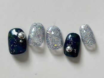 ネイルメゾン 天神店(NAIL MAISON)/もやもやキラキラシルバー¥7000