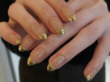 ファミーユネイル(Fameu nail)/gold mirror french.