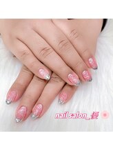 ネイルサロン 優/うねうねパールのガラスフレンチ