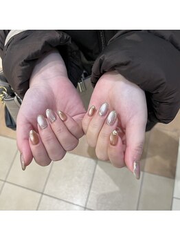 マグネット×ミラーネイル