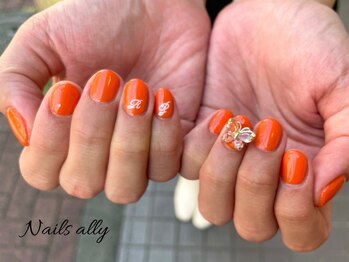 ネイルズアリー 立川店(Nails ally)/蝶×バタフライ×オレンジ×秋冬