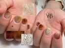 yellow×brownニュアンスネイル