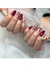 チェック×リボン