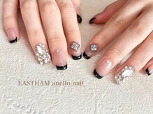 イーストハムアネーロネイル(EAST HAM anello nail)/ビジュー×フレンチネイル¥9900