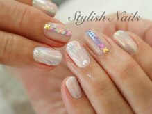 スタイリッシュネイルズ(Stylish Nails)/ラインシェル＆人魚の鱗 &nbsp;&nbsp;&nbsp;&nbsp;