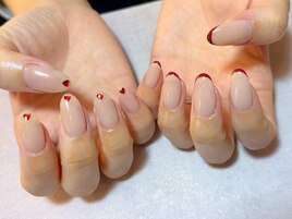 スキニーフレンチ　ハートネイル