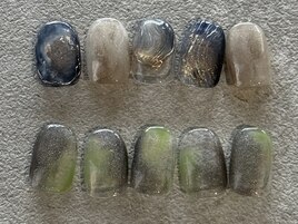 秋色寒色　ちぐはぐネイル