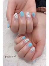 プリモネイル(PrimoNail)/丸フレンチ×ホロフラワー
