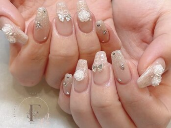 レース/バラ/ワンホンネイル