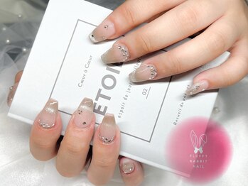 フラッフィーラビットネイル(fluffy rabbit nail)/ワンホンネイル キラキラネイル