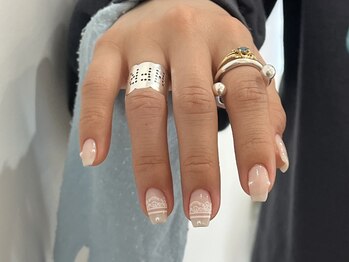 ジェミーネイル シンジュク(Jemiy nail shinjuku)/【Airi】ホワイトレース¥8700