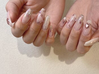オーク 戸塚(OAK)/ライブnail　リボン×ラメ