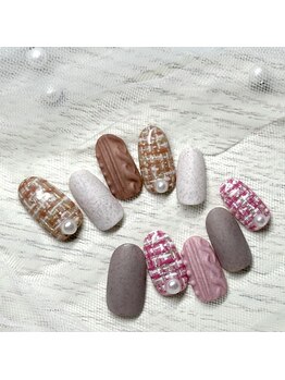 ルージュ(.Rouge)/ほっこりニット×ツイードネイル