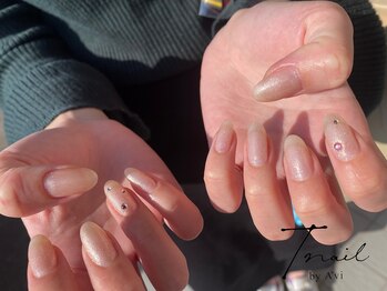 ティーネイル/ワンカラー+ストーンアート