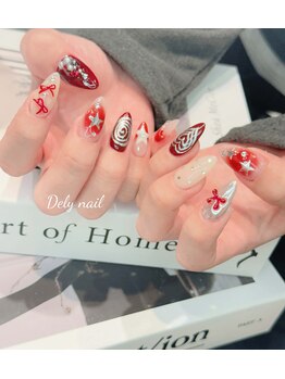 デリーネイル(Dely_nail)/冬の赤ネイル