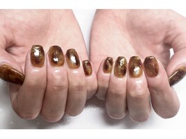 べっ甲ネイル　秋ネイル