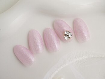 ホワイトネイル 難波店(WHITE NAIL)/大粒ビジュー/オーロラ/ピンク