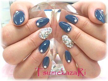 ツメカザリ(TsumekazaRi)/★ネイビー ＆ ビジュー★