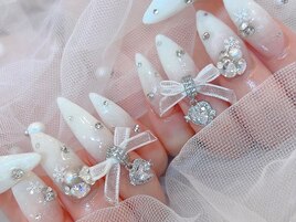 雪の結晶×リボンネイル