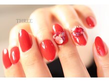 スリー 自由が丘(THREE)/赤×赤ビジュー