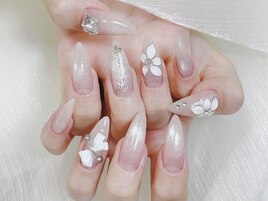 トレンド3Dフラワーピアスネイル
