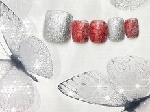 ネイルサロン&スクール ジーナ(GINA)/シルバー×レッド