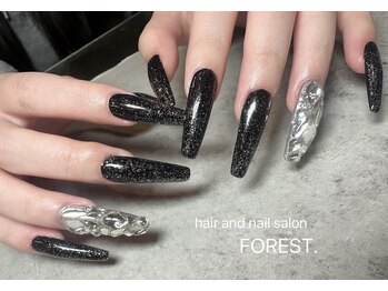 フォレスト(FOREST Hair&Nail)/ブラックグリッターネイル