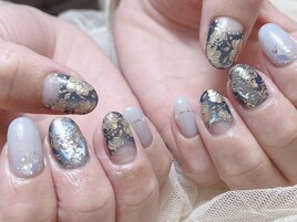 ミラー　フラワー　手描き