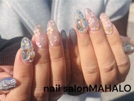 桜と敷き詰めネイル