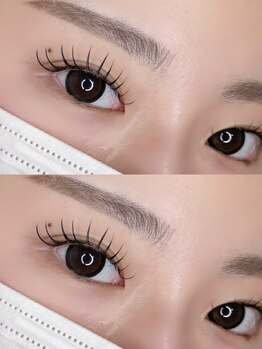 エル アイラッシュアンドヘッドスパ(Ele)の写真/軽さと持続力が魅力のフラットラッシュで目力UP♪トレンド感ある束感～目元印象を強くしたいつけ放題まで◎