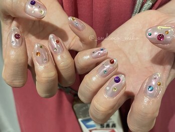 グラム バイ アンド ココ ネイル(GraM by And & coco. Nail)/オーロラ × ストーン