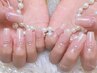 ★チップ長さだし★ワンカラー/ラメグラ＋10個ストーンor2個大きいパーツ8000