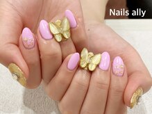ネイルズアリー 立川店(Nails ally)/バタフライ×ワイヤーアート
