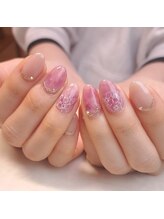 ピオニーネイル(peony nail)/ピンクのアネモネ
