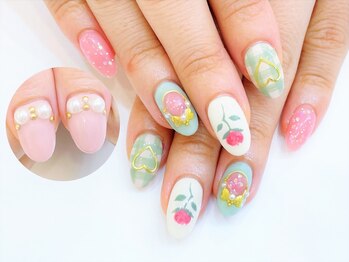 ネイルコレクション ベビーピンク(Baby Pink)/ジェル定額¥9990☆ブローチ薔薇