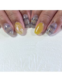 プリュネ(Prune)/チェック/イエロー/グレー