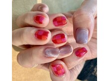 ブランシュ 藤沢(Blanche)/オーダーメイドネイル赤チェック