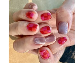 オーダーメイドネイル赤チェック