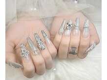 ゴテかわ(GOTE KAWA)/グラデーション、ツイードネイル