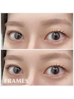 フレームス(FRAMES)の写真/お客様の理想を叶える目元のトータル提案◎まつ毛メニューとsetがおすすめ☆骨格に合わせて眉を整えます♪