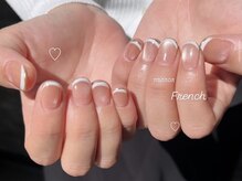 ハズグラスネイル(Haze Grass nail)/ミラーフレンチネイル