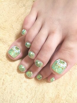 ネイルサロンオーパス(OPUS)/フット☆キラキラグリーン